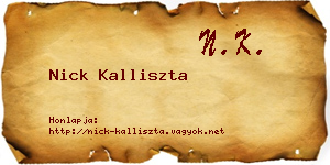 Nick Kalliszta névjegykártya